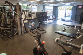 Equipped with modern fitness equipment at Westwood Riviera Apartments, California