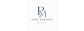 A logo with the initials PM and the name "PARC MERIDIEN" below it, with a laurel branch design element and the phrase "NEWLY RENOVATED" beneath the name.