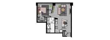 a floor plan of a house with a cat on the floor