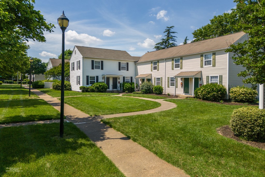The Village at Horsepen townhome exterior and pocket park