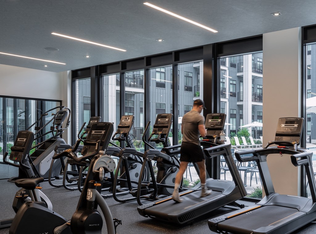 Fitness center at Wellsmith Apartments