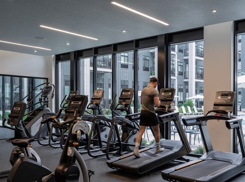 Fitness center at Wellsmith Apartments