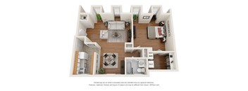 a 1 bedroom floorplan is shown in this rendering