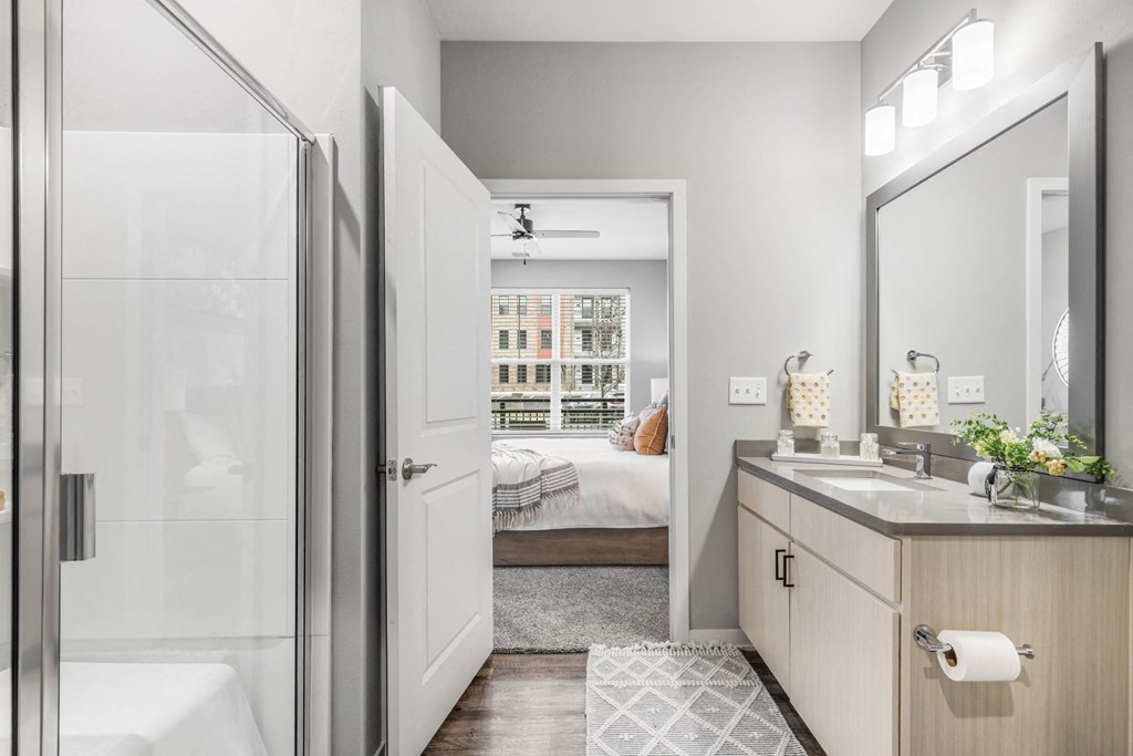 Bath and closet at Meeder Flats Apartment Homes, Pennsylvania, 16066
