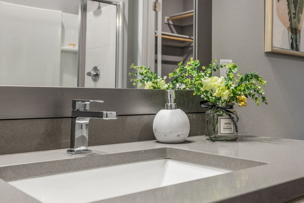 Bathroom with sink at Meeder Flats Apartment Homes, Cranberry Township, PA