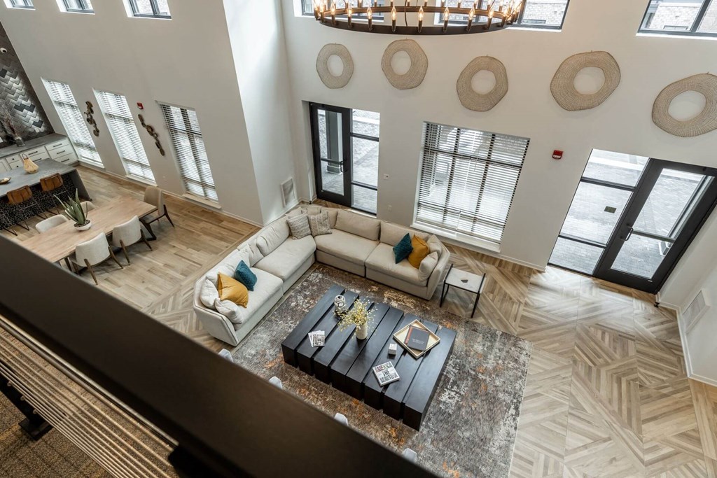 Living room view at Meeder Flats Apartment Homes, Cranberry Township