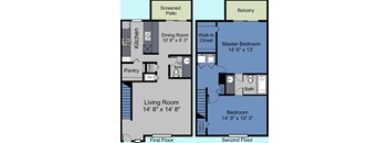two bedroom luxury townhouse townhome floor plan
