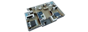 2 Bed 2 Bath Floor Plan at Champions Walk Apartment Homes, Bradenton, Florida