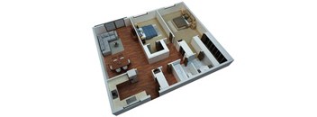 2x1-Bedroom Floor Plan at The Villas at Flagler Pointe, Saint Petersburg, 33712