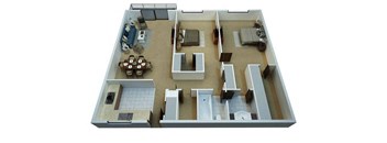 2x1-Bedroom Floor Plan at The Villas at Flagler Pointe, Saint Petersburg, FL