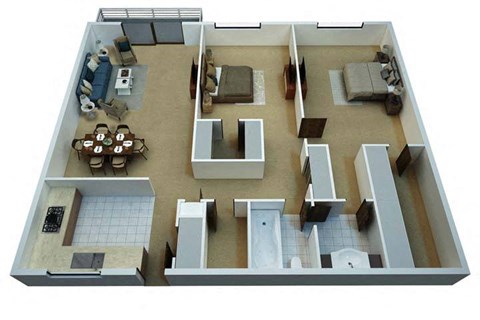 2x1-Bedroom Floor Plan at The Villas at Flagler Pointe, Saint Petersburg, FL