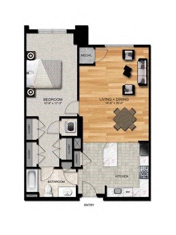 A1A Floor Plan at The Collings at the Lumberyard, New Jersey, 08108
