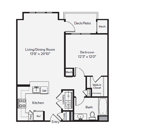 A1 Floor Plan at Merion Stratford Apartment Homes, Stratford, CT, 06614