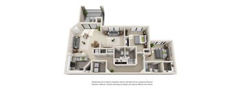 B Floor Plan  at The Monroe Apartment Homes, Tallahassee, FL