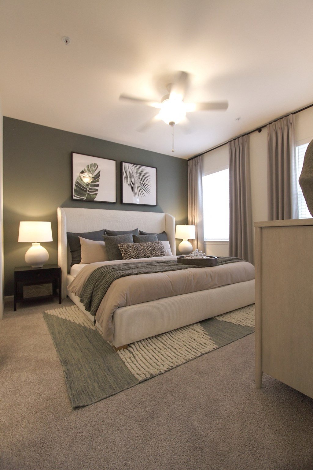 a bedroom with a bed and a ceiling fan  at Carillon Woods, Millsboro, 19966