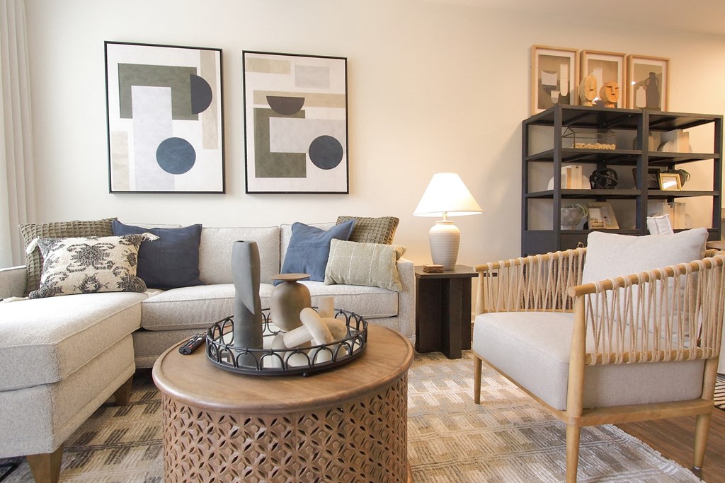 a living room with couches and chairs and a table  at Carillon Woods, Millsboro, DE