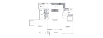 Two Bedroom Floor Plan at Barclay Chase Apartment Homes, Marlton