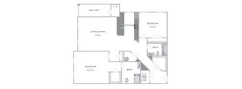 Two Bedroom Floor Plan  at Barclay Glen Apartments, Williamstown, NJ