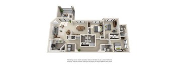 C Floor Plan  at The Monroe Apartment Homes, Tallahassee, 32303