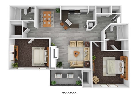 A floor plan of a house with a living room, dining room, kitchen, and bedrooms.