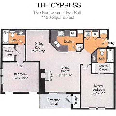 Cypress Floor Plan at Timberwalk at Mandarin Apartment Homes, Jacksonville, FL