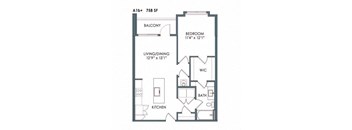 1 bed 1 bath floor plan B at Meeder Flats Apartment Homes, Cranberry Township, 16066