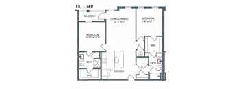 2 bed 2 bath floor plan D at Meeder Flats Apartment Homes, Cranberry Township, 16066