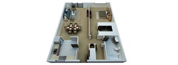 One-Bedroom Floor Plan at The Villas at Flagler Pointe, Florida, 33712