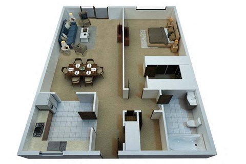 One-Bedroom Floor Plan at The Villas at Flagler Pointe, Florida, 33712