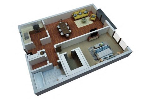 One-Bed Floor Plan at The Villas at Flagler Pointe, Saint Petersburg, FL, 33712