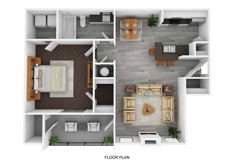 A floor plan of a house with a living room, dining room, kitchen, and bedrooms.