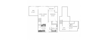 1 Bedroom 1 Bath Floor Plan at Merion Riverwalk Apartment Homes, Shelton, 06484