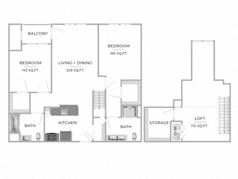 a floor plan of a small house with bedrooms and a bathroom
