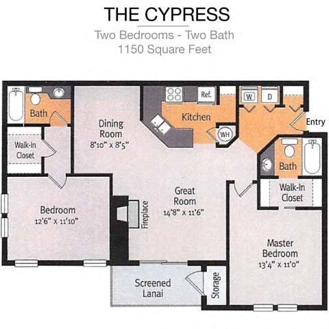 The Cypresssm Floor Plan at Timberwalk at Mandarin Apartment Homes, Florida