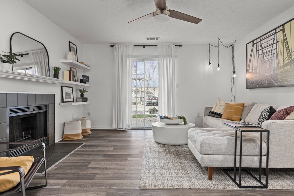 Living Room With Fireplace at Eagle Ridge Apartments, Monroeville, PA, 15146