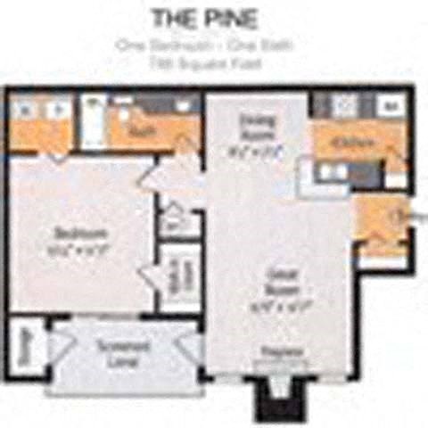 The Pine Timber Floor Plan  at Timberwalk at Mandarin Apartment Homes, Jacksonville, 32257