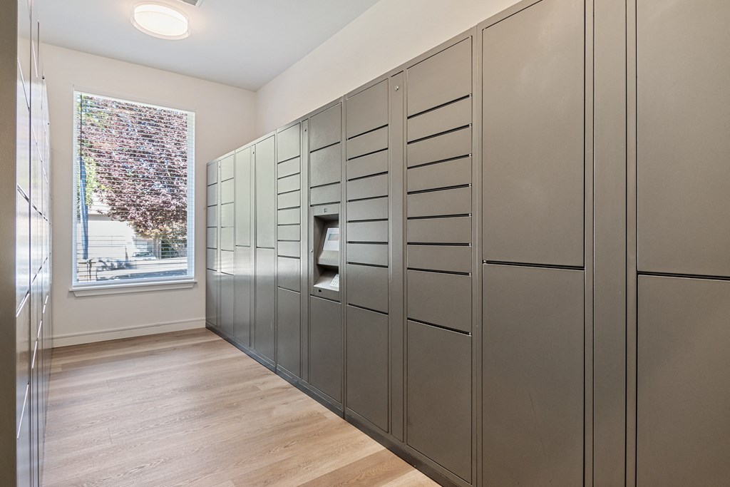 the walk in closet has plenty of storage and a window