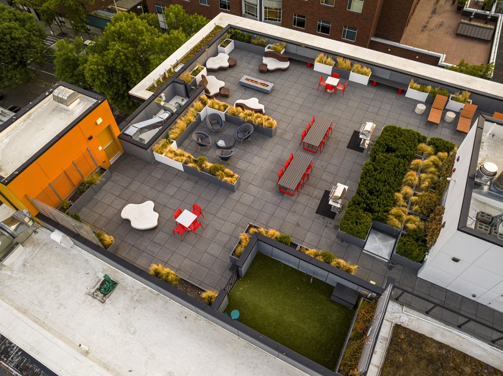a view of the courtyard from above