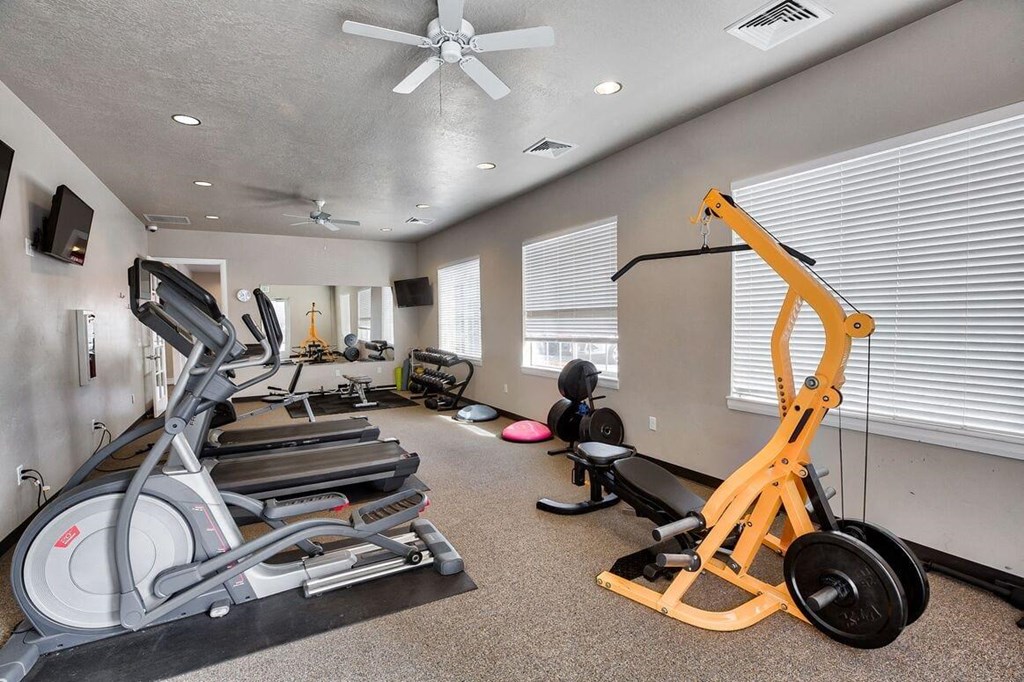 the gym in the owners home has a lot of equipment