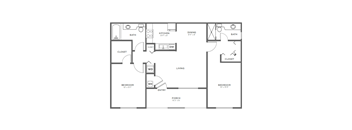 A black and white image of a floor plan for a house.