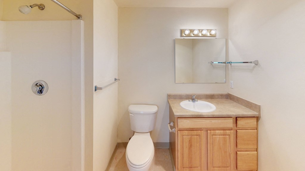 a bathroom with a toilet and a sink and a shower