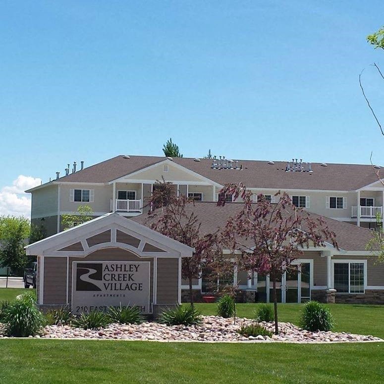 a building with a sign in front of it