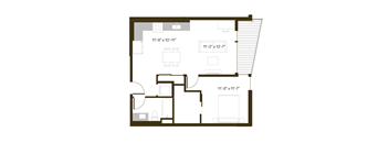 A floor plan of a house with labeled rooms and dimensions.
