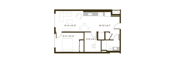 A floor plan of a house with labeled rooms and dimensions.
