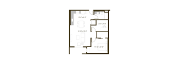 A floor plan of a house with labeled rooms and dimensions.
