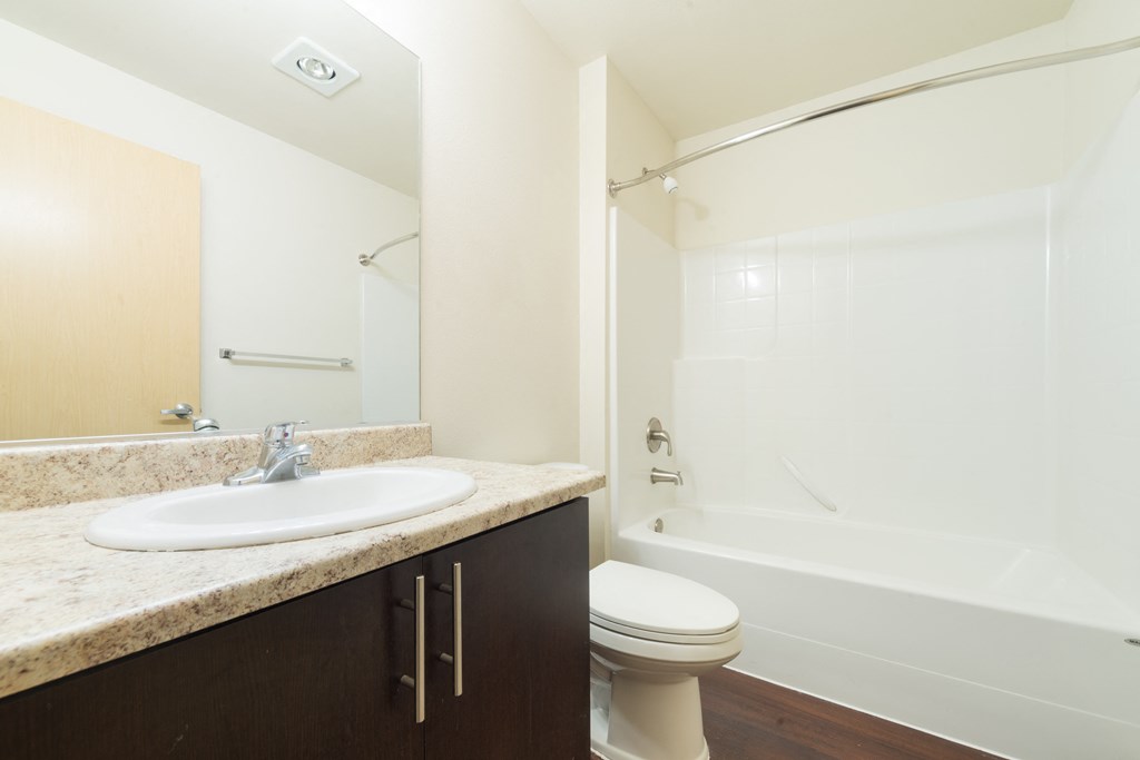 a bathroom with a sink toilet and bathtub