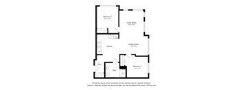 A black and white floor plan of a two bedroom apartment.