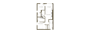 A floor plan of a house with labeled rooms and dimensions.