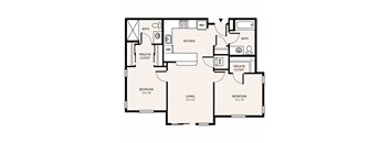 a floor plan of a house with bedrooms and a living room