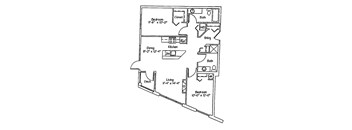 a floor plan of a small house with bedrooms and a living room and a kitchen